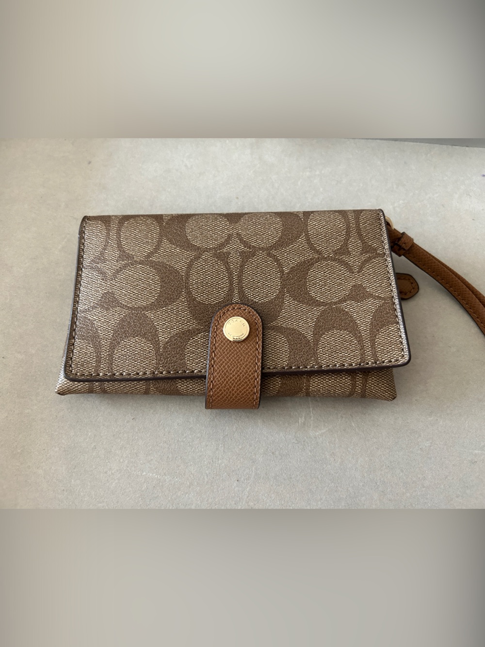 Coach Brown Signature Canvas Wristlet Organizer